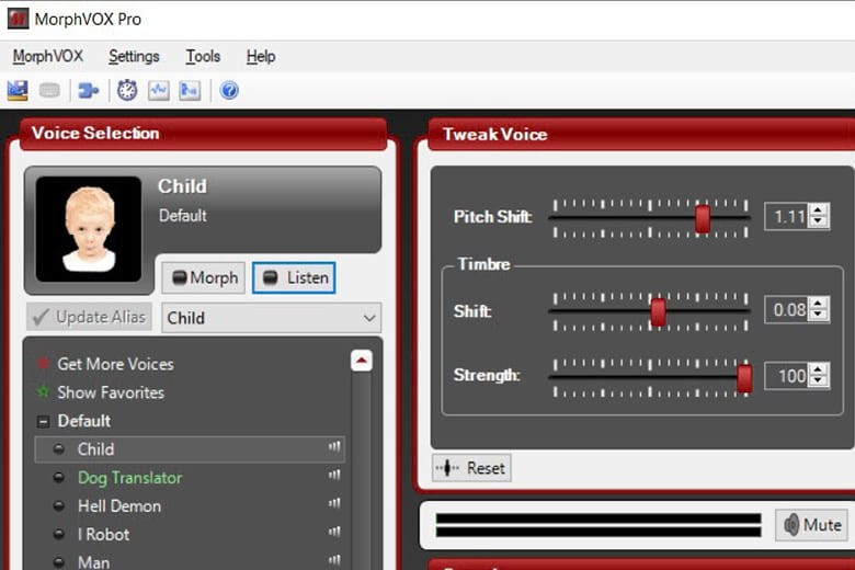 Giao diện phần mềm MorphVOX Pro