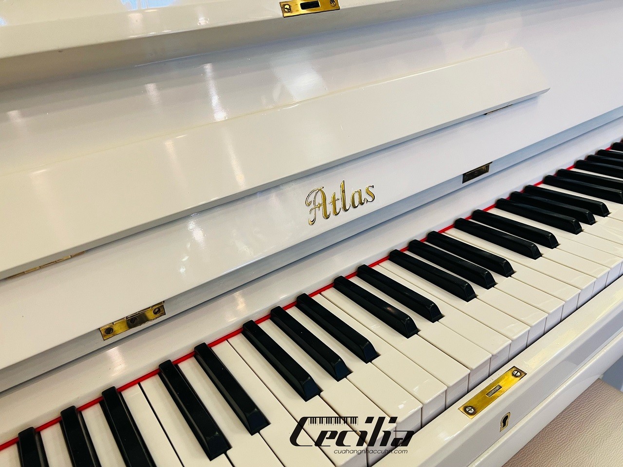 Chi tiết bàn phím và bảng điều khiển của đàn piano cơ Atlas