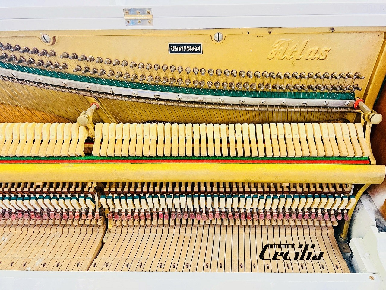 Các chi tiết bên trong bộ máy đàn piano cơ Atlas
