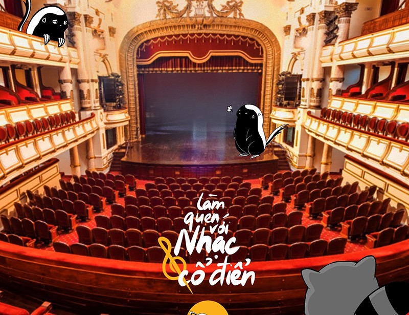 Hình ảnh dàn nhạc giao hưởng đang trình diễn nhạc cổ điển trong một khán phòng lớn