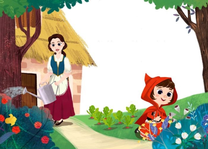 Cô bé quàng khăn đỏ gặp sói già trong rừng